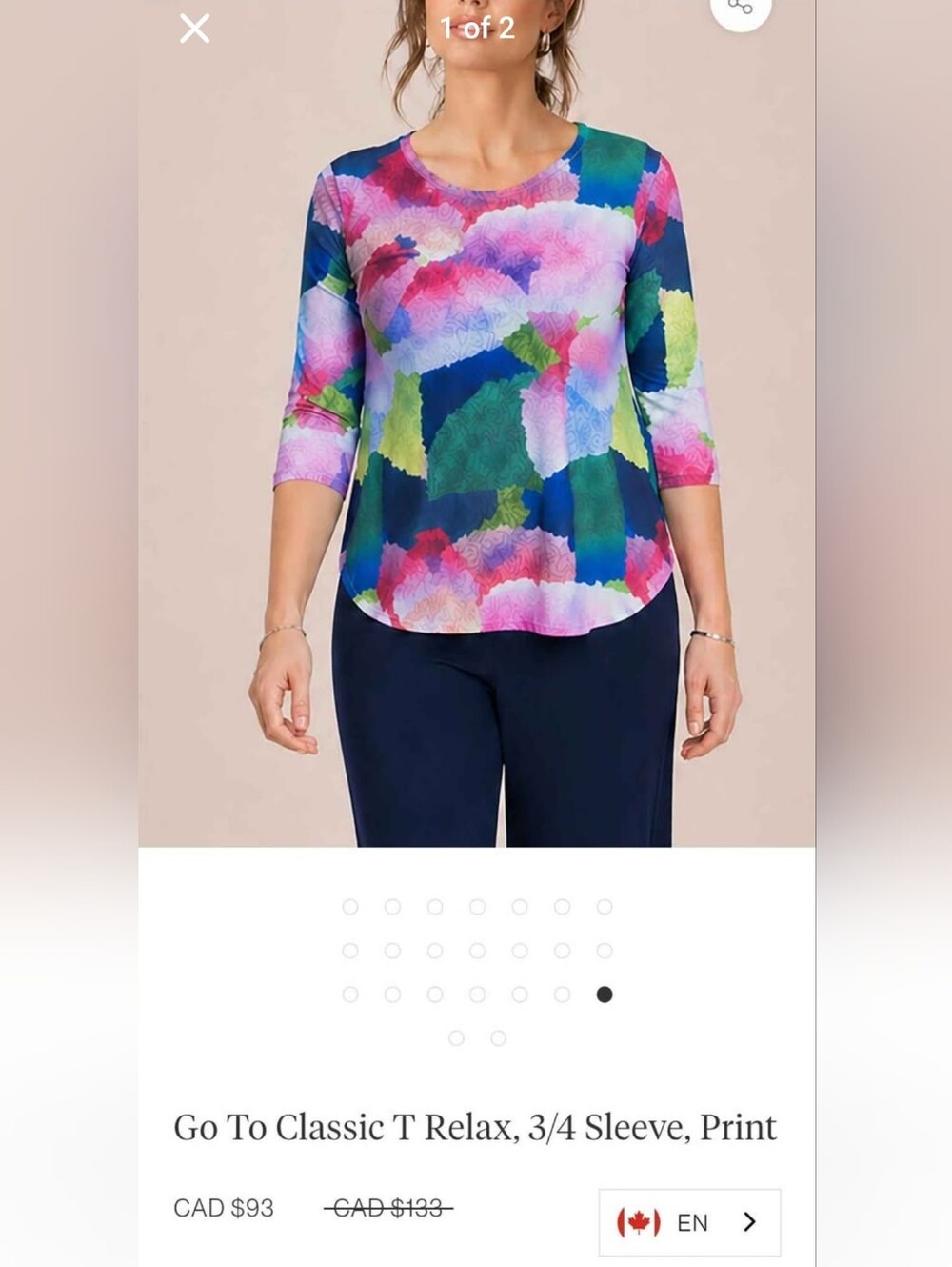 Sympli Go To Classic Relaxed 3/4 Sleeve Print Top